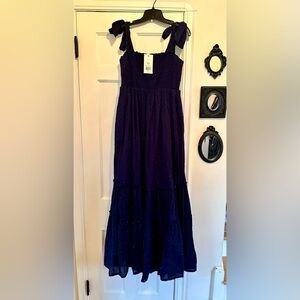 Crown Navy Tie Shoulder Dress Maxi Dress Large Harbor Navy